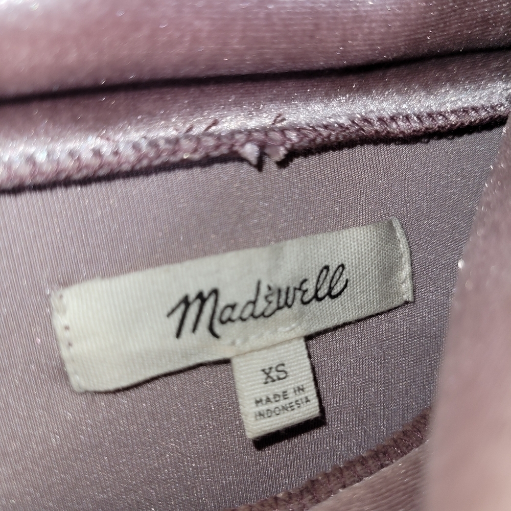 Madewell Mauve Mock Neck Velvet Dress - Picture 11 of 12